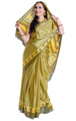 Yellow saree v8401