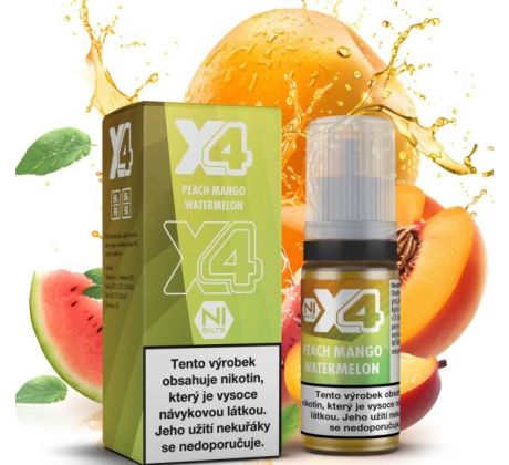 Liquid X4 Bar Juice - Broskev, mango a meloun (Peach Mango Watermelon) 10ml - 10mg